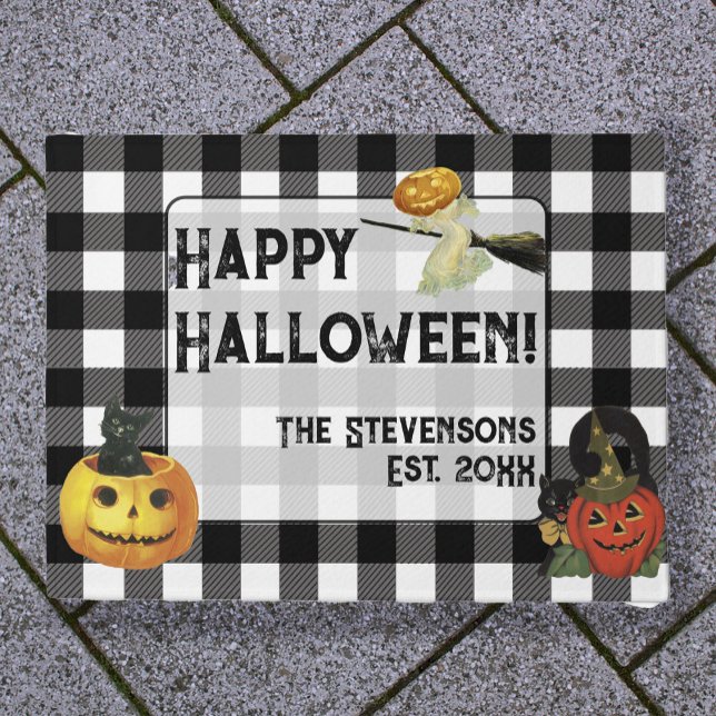 Cute Halloween Pumpkins Custom Family Name Doormat (Creator Uploaded)