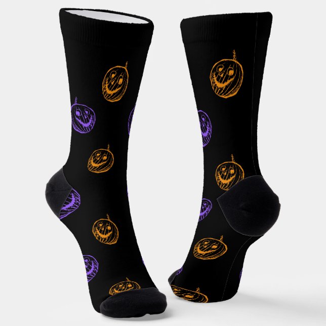 Cute Halloween Pumpkins Socks with Name (Angled)