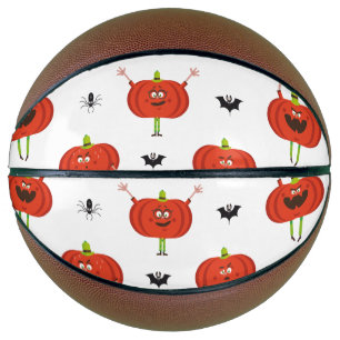 Cute halloween pumpkins, spider & bat pattern basketball