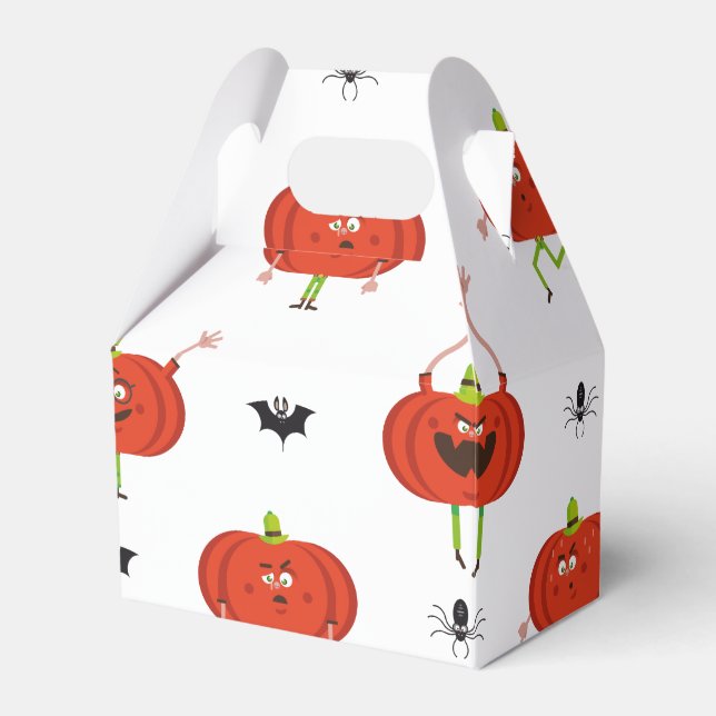 Cute halloween pumpkins, spider & bat pattern favor box (Front Side)