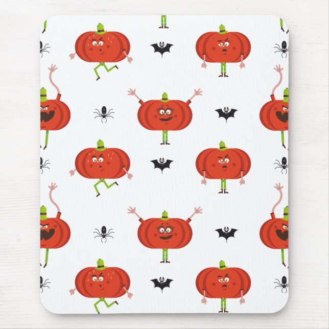 Cute halloween pumpkins, spider & bat pattern mouse pad (Front)