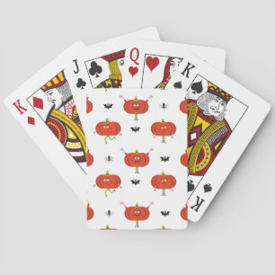 Cute halloween pumpkins, spider & bat pattern playing cards