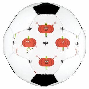 Cute halloween pumpkins, spider & bat pattern soccer ball