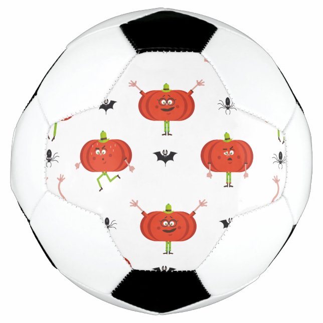Cute halloween pumpkins, spider & bat pattern soccer ball (Front)