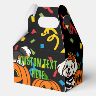 Cute Halloween Puppies Pumpkins Black Custom Favor Box