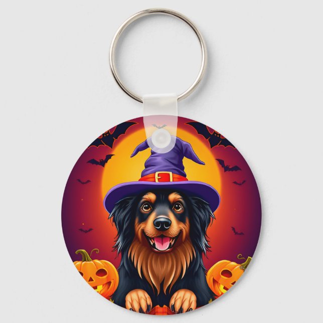 🐶🎃 Cute Halloween Puppy Design 👻✨ Keychain (Front)