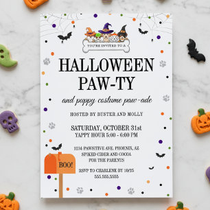 Cute Halloween Puppy Parade Dog Party Invitation