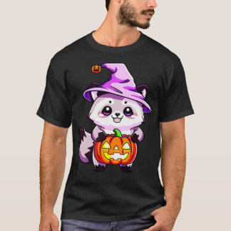 Cute Halloween raccoon in a witch hat and pumpkin T-Shirt