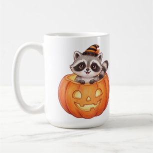 Cute Halloween Raccoon in Jack-o'-Lantern Pumpkin Coffee Mug