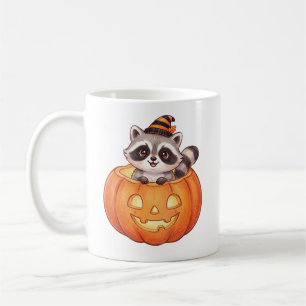 Cute Halloween Raccoon in Jack-o'-Lantern Pumpkin Coffee Mug