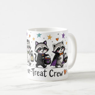 Cute Halloween Raccoon Trick or Treat Crew Coffee Mug