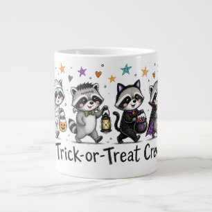 Cute Halloween Raccoon Trick or Treat Crew Large Coffee Mug