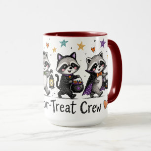 Cute Halloween Raccoon Trick or Treat Crew Mug