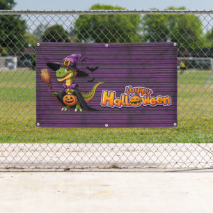 Cute Halloween Raptor/Dinosaur Witch Banner