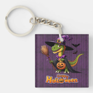 Cute Halloween Raptor/Dinosaur Witch Keychain
