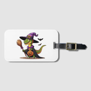 Cute Halloween Raptor/Dinosaur Witch Luggage Tag