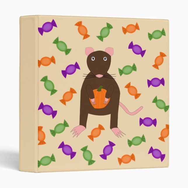 Cute Halloween Rat and Pumpkin Binder (Front/Spine)