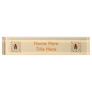 Cute Halloween Rat and Pumpkin Custom Nameplate