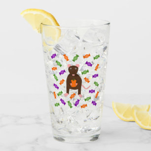 Cute Halloween Rat and Pumpkin Glass