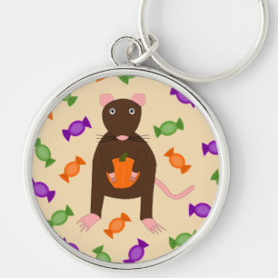 Cute Halloween Rat and Pumpkin Keychain
