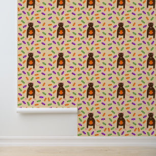 Cute Halloween Rat and Pumpkin Patterned Wallpaper