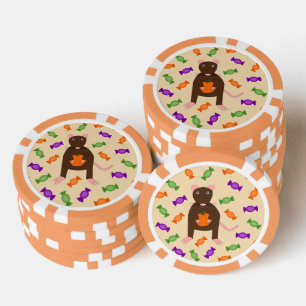 Cute Halloween Rat and Pumpkin Poker Chips