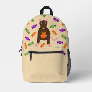 Cute Halloween Rat and Pumpkin Printed Backpack
