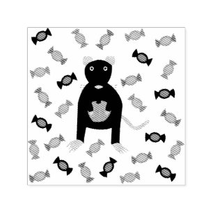 Cute Halloween Rat and Pumpkin Self-inking Stamp