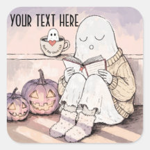 Cute Halloween Reading Ghost Cozy Autumn Book Club