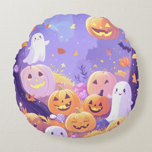  Cute Halloween  Round Pillow (Front)