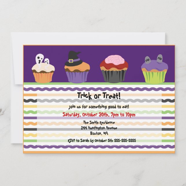 CUTE Halloween Scary Cupcake Invitation (Front)