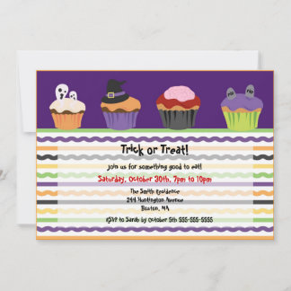 CUTE Halloween Scary Cupcake Invitation