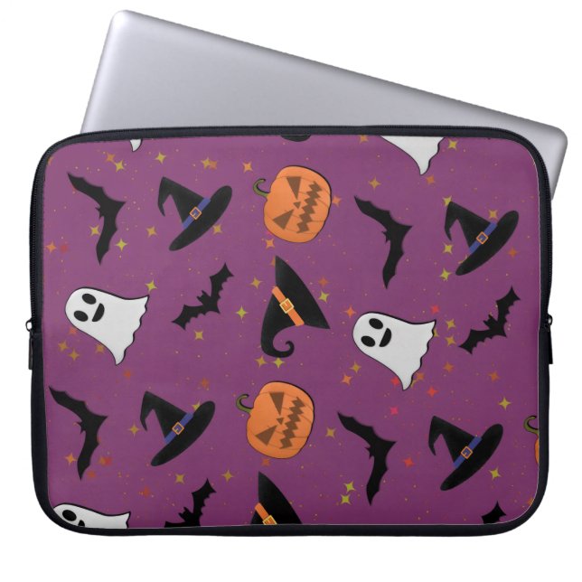 Cute Halloween Seamless Pattern Laptop Sleeve (Front)