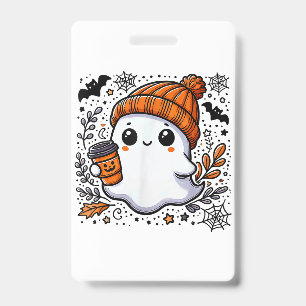 Cute Halloween Shirt for Women Halloween Ghost Cof Badge