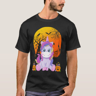 Cute Halloween Shirt Girls Women Witchy Unicorn Ha