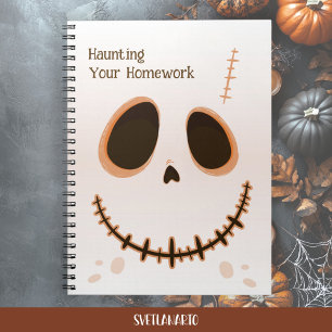 Cute Halloween Skull Face Spiral Notebook