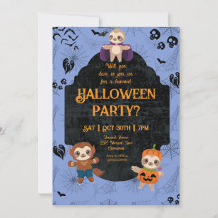 Cute Halloween Sloth 1 Party Invitation
