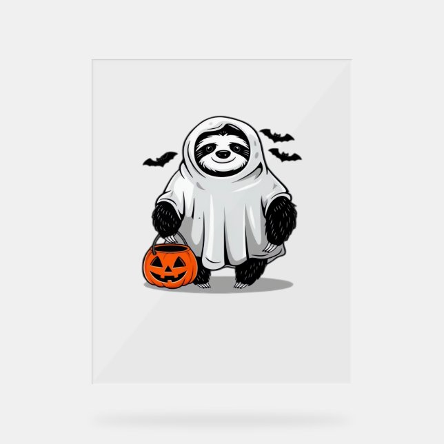 Cute Halloween Sloth T-Shirt Adorable and Spooky D Acrylic Sign (Front)