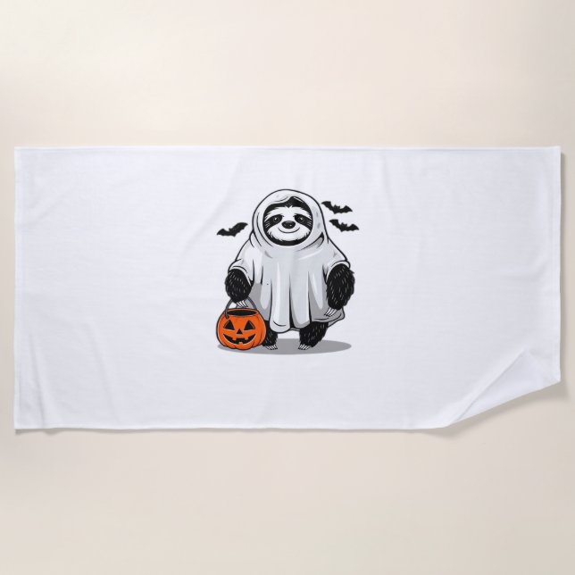 Cute Halloween Sloth T-Shirt Adorable and Spooky D Beach Towel (Front)
