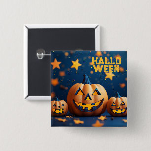 Cute Halloween Smiling Pumpkins 2 Inch Square Button