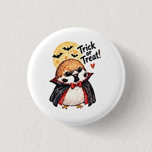 Cute Halloween Sparrow Chibi Manga Anime Dracula 1 Inch Round Button