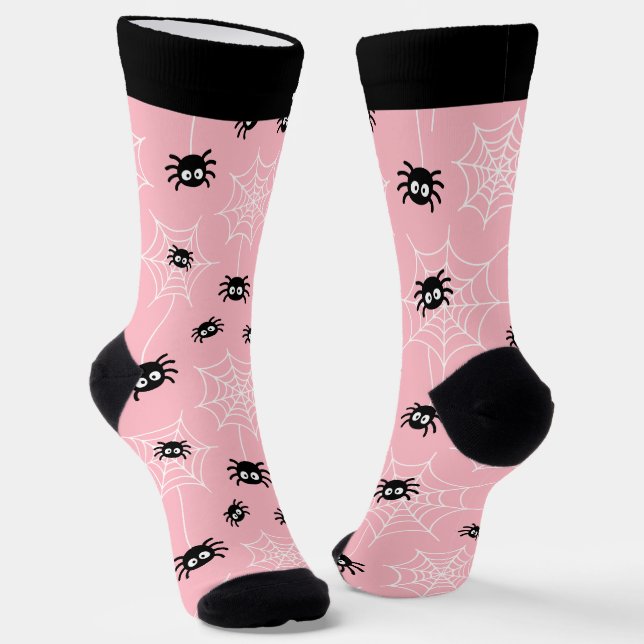 Cute Halloween Spider and Web Socks with Name (Angled)
