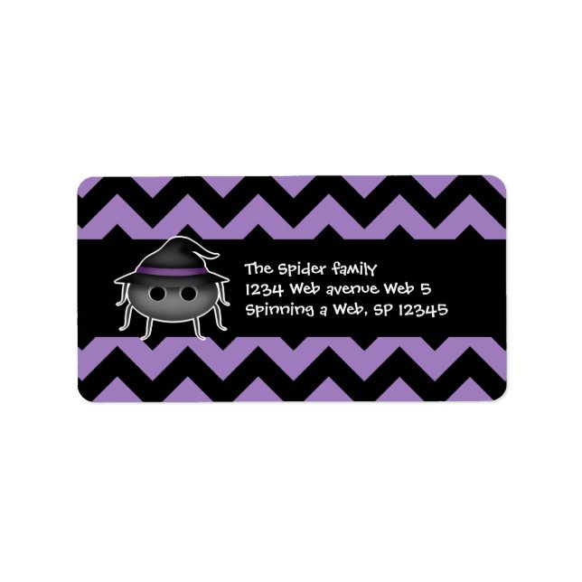 Cute Halloween spider chevron pattern Label (Front)