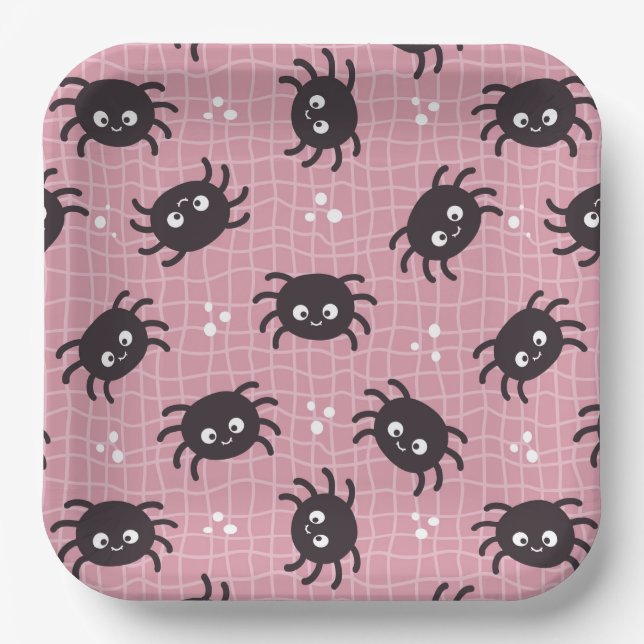 Cute Halloween Spider Pattern Paper Plate (Front)