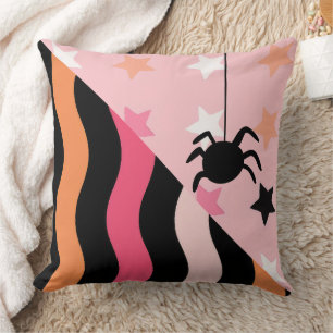 Cute Halloween Spider & Stars  Throw Pillow