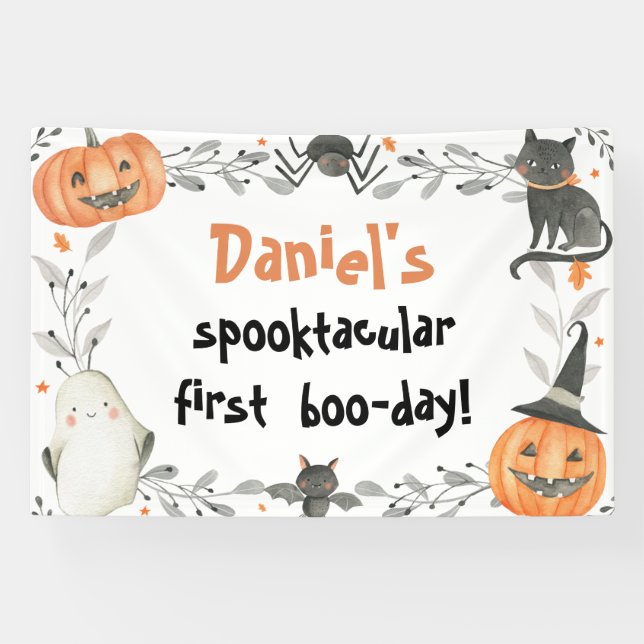 Cute Halloween Spooktacular Birthday Party Banner (Horizontal)