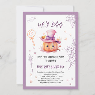 Cute Halloween Spooktacular Girl 6th Birthday Invitation