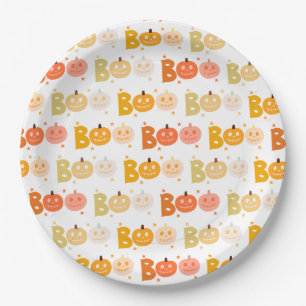 Cute Halloween Spooky Boo Creepy Pumpkin Paper Plate