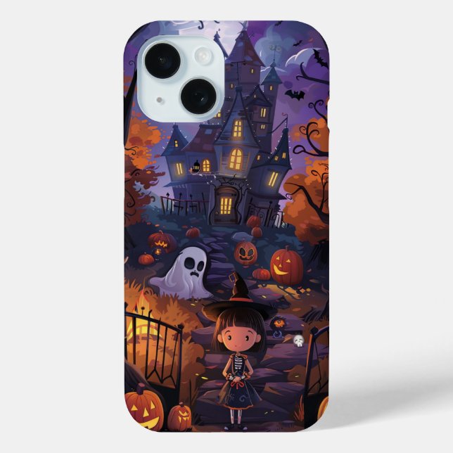 Cute Halloween Spooky Haunted House Ghost Pumpkin Case-Mate iPhone Case (Back)