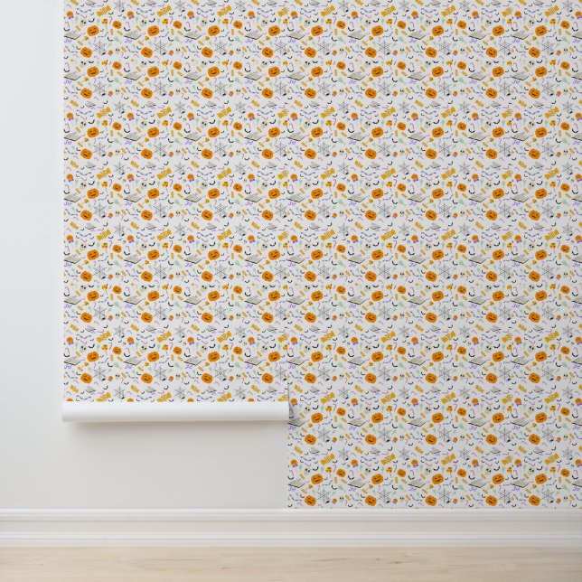 Cute Halloween Spooky Pumpkin and Candy Pattern Wallpaper (Application)